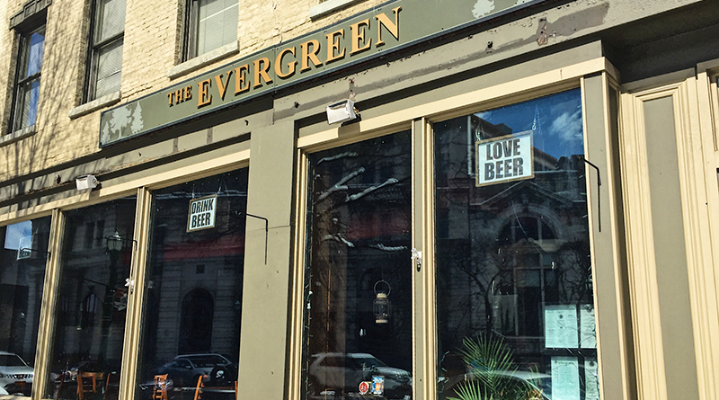 The Evergreen restaurant storefront